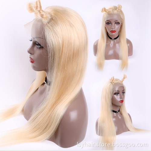 Glueless #613 Russian Blonde Lace Front Human Hair Wigs Straight Lace Frontal Wig Pre Plucked Honey Blonde Remy Lace Wigs